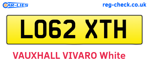 LO62XTH are the vehicle registration plates.
