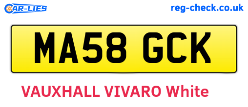 MA58GCK are the vehicle registration plates.