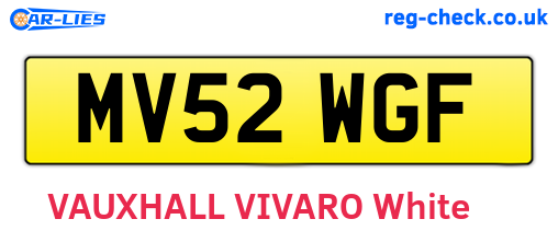 MV52WGF are the vehicle registration plates.