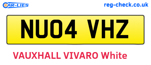 NU04VHZ are the vehicle registration plates.