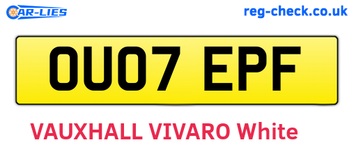 OU07EPF are the vehicle registration plates.