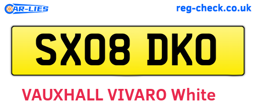 SX08DKO are the vehicle registration plates.