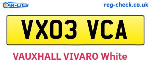 VX03VCA are the vehicle registration plates.