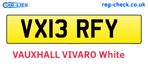 VX13RFY are the vehicle registration plates.