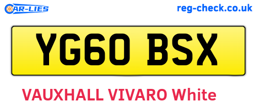 YG60BSX are the vehicle registration plates.