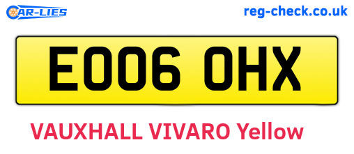 EO06OHX are the vehicle registration plates.