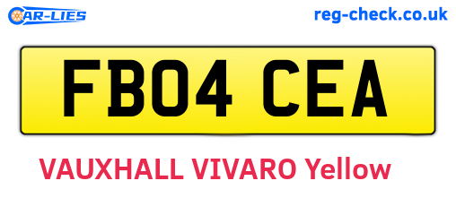 FB04CEA are the vehicle registration plates.
