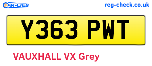 Y363PWT are the vehicle registration plates.