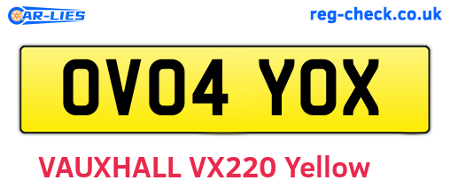 OV04YOX are the vehicle registration plates.