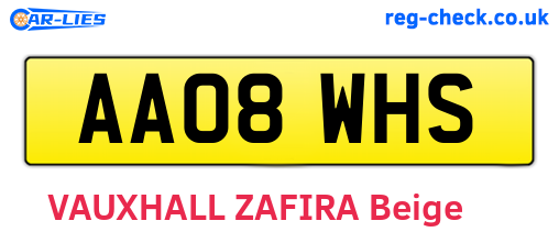AA08WHS are the vehicle registration plates.