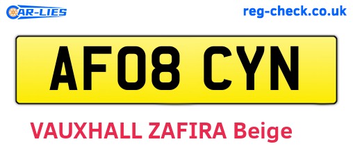 AF08CYN are the vehicle registration plates.