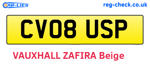 CV08USP are the vehicle registration plates.