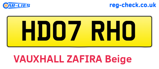 HD07RHO are the vehicle registration plates.