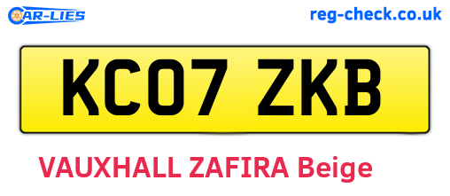 KC07ZKB are the vehicle registration plates.