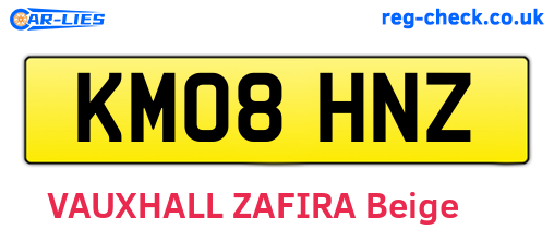 KM08HNZ are the vehicle registration plates.