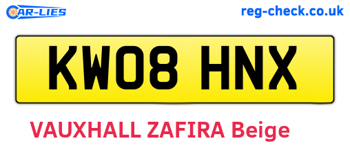 KW08HNX are the vehicle registration plates.