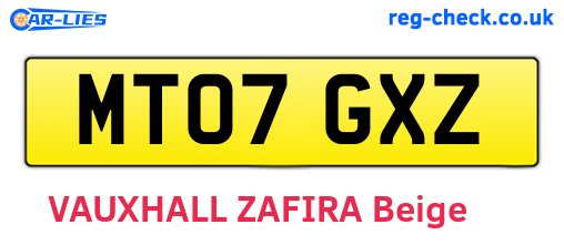 MT07GXZ are the vehicle registration plates.