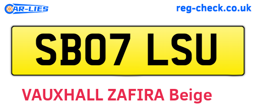 SB07LSU are the vehicle registration plates.