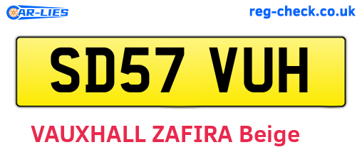 SD57VUH are the vehicle registration plates.