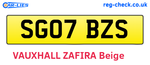 SG07BZS are the vehicle registration plates.