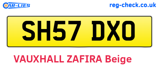 SH57DXO are the vehicle registration plates.