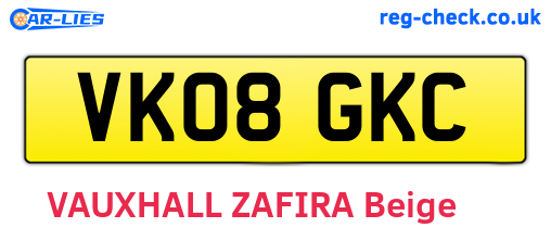 VK08GKC are the vehicle registration plates.