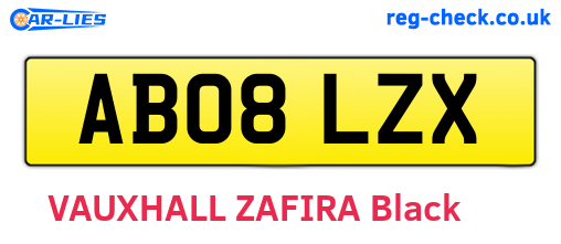 AB08LZX are the vehicle registration plates.