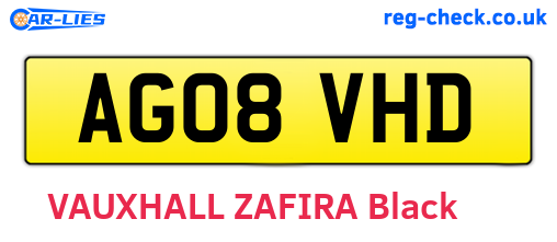 AG08VHD are the vehicle registration plates.