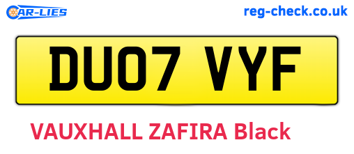 DU07VYF are the vehicle registration plates.