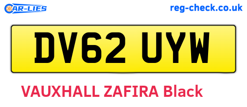 DV62UYW are the vehicle registration plates.