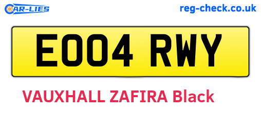 EO04RWY are the vehicle registration plates.