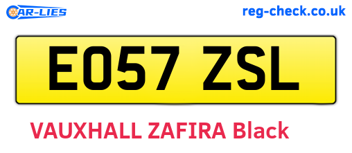 EO57ZSL are the vehicle registration plates.