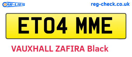 ET04MME are the vehicle registration plates.