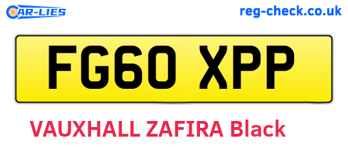 FG60XPP are the vehicle registration plates.