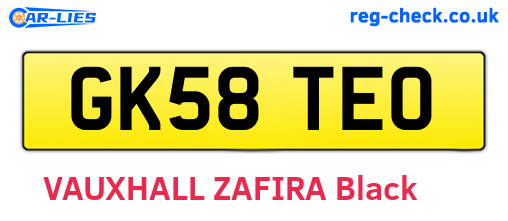 GK58TEO are the vehicle registration plates.