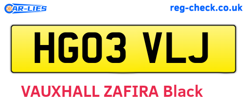 HG03VLJ are the vehicle registration plates.