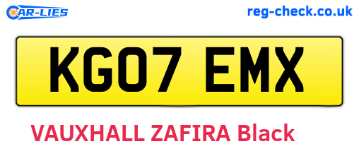 KG07EMX are the vehicle registration plates.