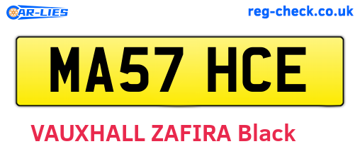 MA57HCE are the vehicle registration plates.