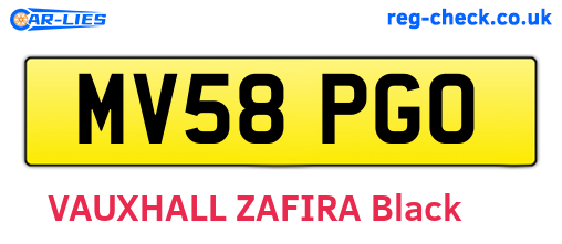 MV58PGO are the vehicle registration plates.