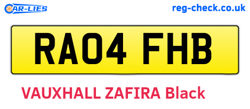 RA04FHB are the vehicle registration plates.