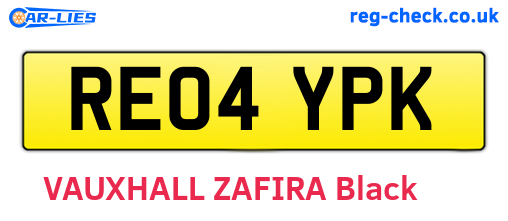 RE04YPK are the vehicle registration plates.