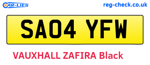 SA04YFW are the vehicle registration plates.