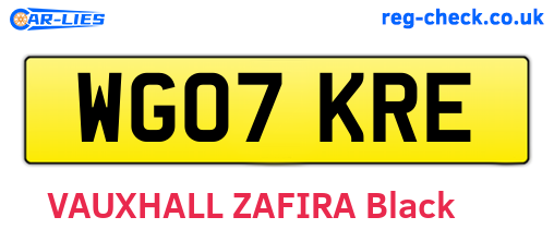 WG07KRE are the vehicle registration plates.