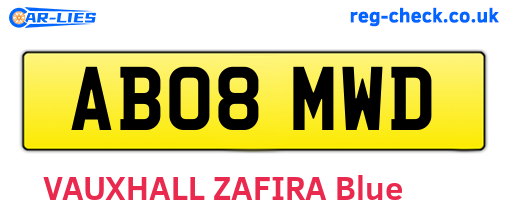 AB08MWD are the vehicle registration plates.