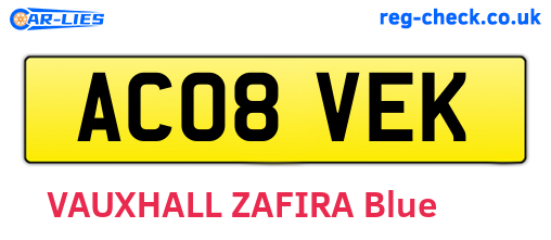 AC08VEK are the vehicle registration plates.