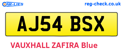 AJ54BSX are the vehicle registration plates.