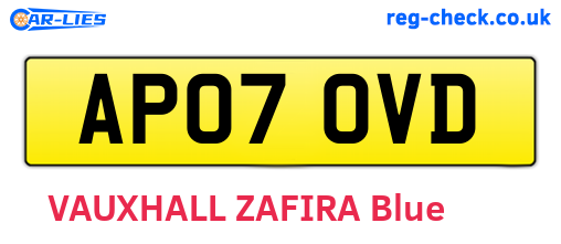 AP07OVD are the vehicle registration plates.
