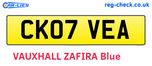 CK07VEA are the vehicle registration plates.