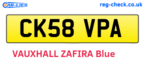 CK58VPA are the vehicle registration plates.