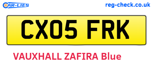 CX05FRK are the vehicle registration plates.